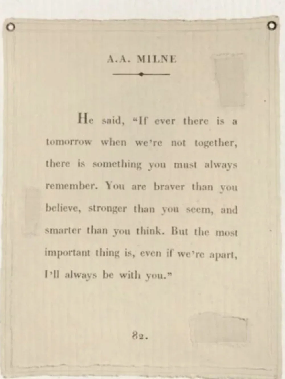 Sugarboo & Co Canvas Wall Hanging with A.A. Milne Typset Quote ~47” x 60